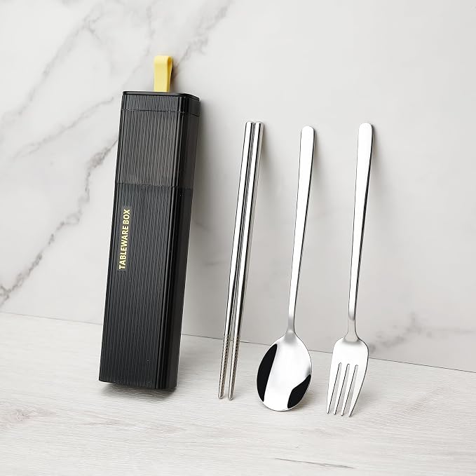 DEVICO Travel Utensils with Case, 18/8 Stainless Steel Reusable Silverware Set - Image 8