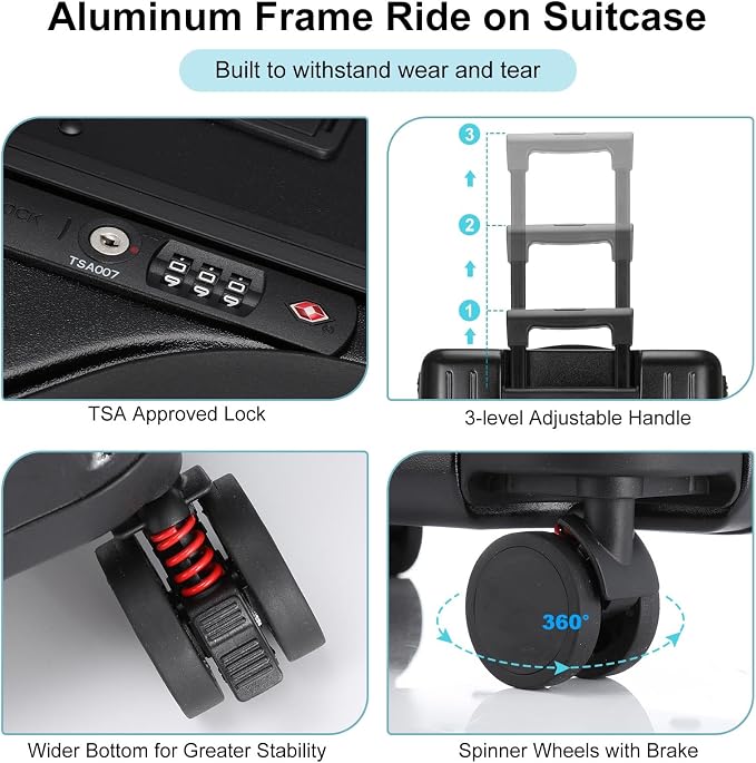 20 Inch Ride on Luggage with Seat - Image 4