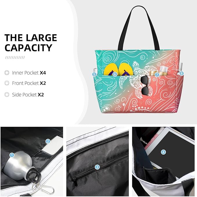 Beach Bag for Women Beach Tote Bag Waterproof Sandproof Large Bags - Image 3