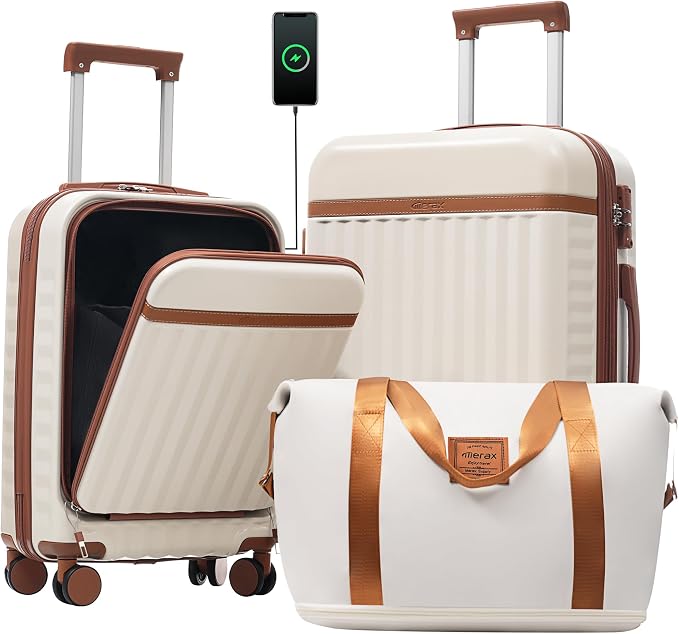 Merax Luggage Sets Front Opening, 2 Piece Hardshell Suitcase by Merax