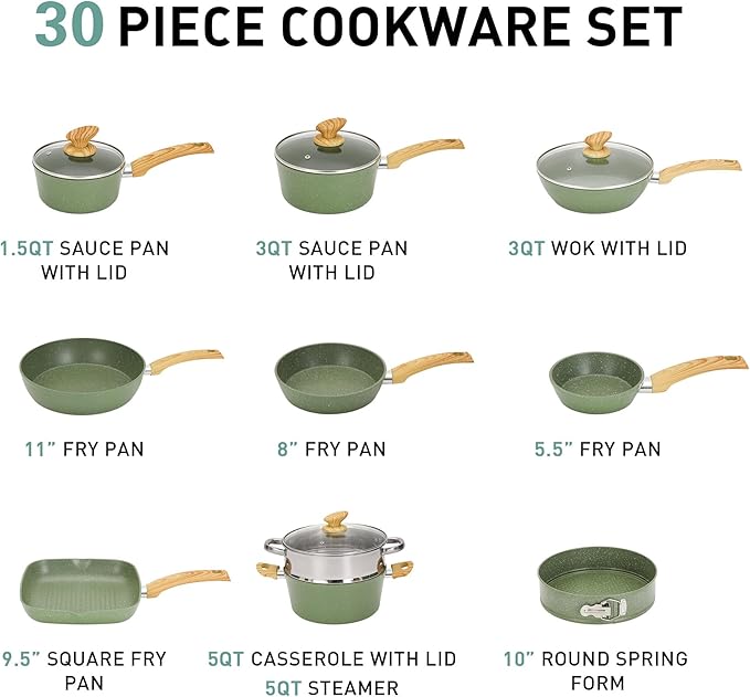 MAISON ARTS 30 Piece Pots and Pans Set Non Stick, Kitchen Cookware & Bakeware - Image 6