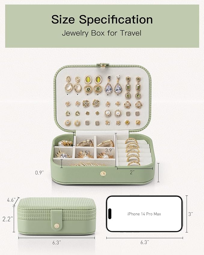 Vlando Travel Jewelry Case, PU Leather Travel Jewelry Box - Image 8