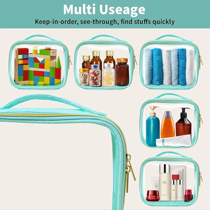 TSA Approved Travel Toiletry Bag, 3 Pack Clear Makeup Bags - Image 5