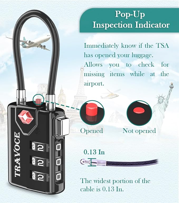 TSA Approved Luggage Locks, Travel Locks Which Also Work Great as Gym Locks - Image 3