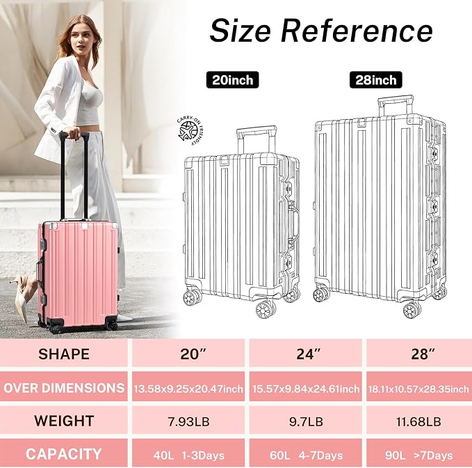 Krute Luggage 24 Inch Aluminum Frame Zipperless Suitcase - Image 3