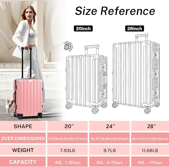 Krute Aluminum Frame Luggage 28 Inch TSA Lock No Zipper Luggages Checked - Image 2