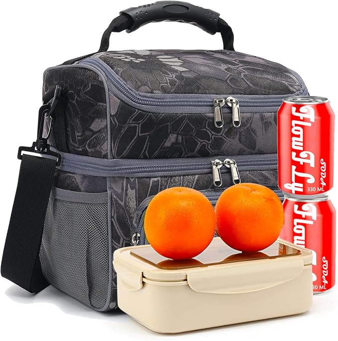 FlowFly Double Layer Cooler Insulated Lunch Bag Adult Lunch Box Large Tote Bag - Image 8
