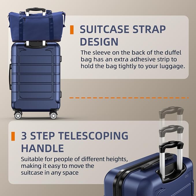 SHOWKOO Luggage Sets Expandable PC+ABS Durable Suitcase Double Wheels TSA Lock - Image 4
