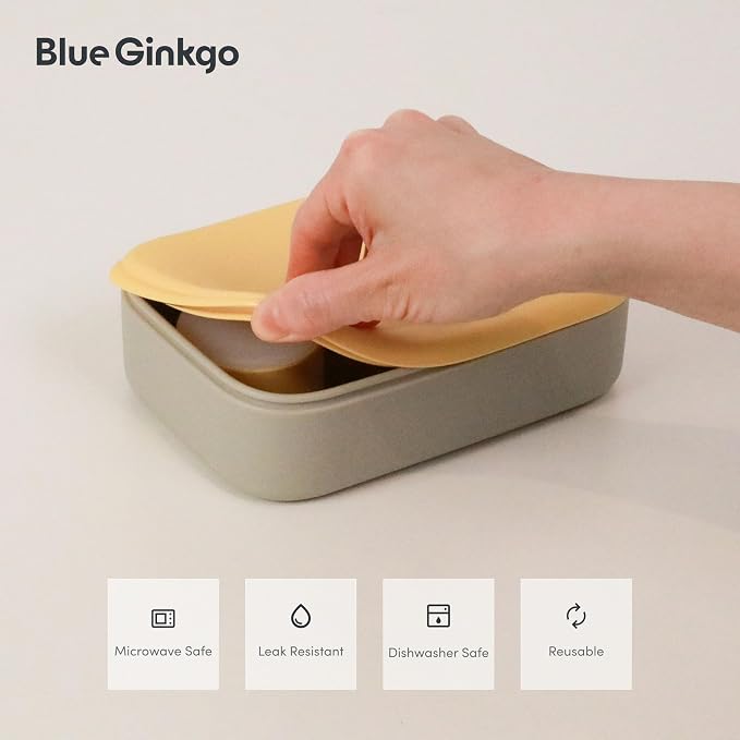 BLUE GINKGO Silicone Lunch Box Set – Durable Heavy-Duty Silicone Bento Box - Image 4