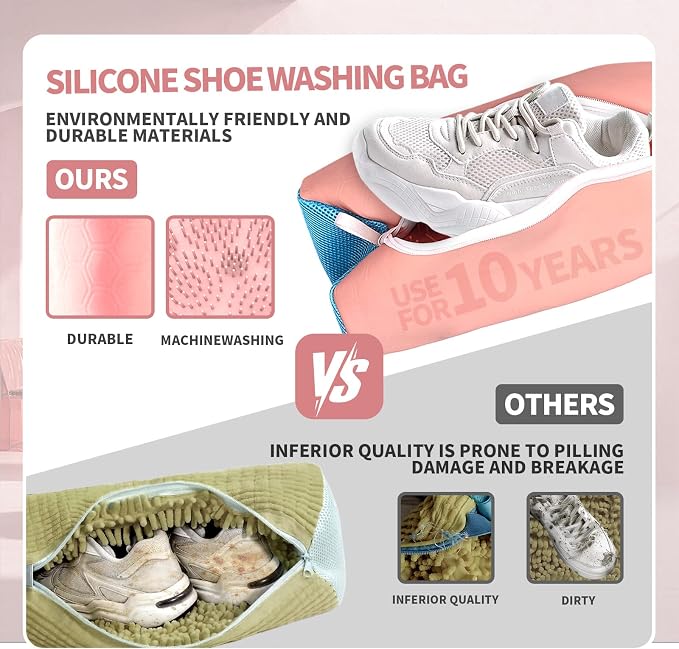Upgrade Strong Clean Siliconic Shoe Washing Machine Bag 2 Pcs, XXXL Honeycomb - Image 3