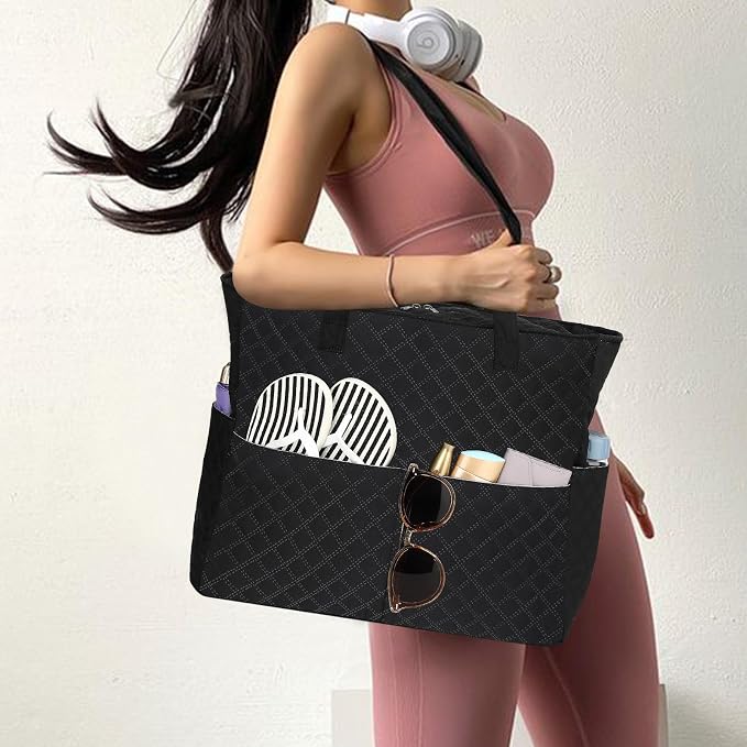LEDAOU Large Beach Tote Bag Women Waterproof Sandproof Zipper Beach Tote Bag - Image 5