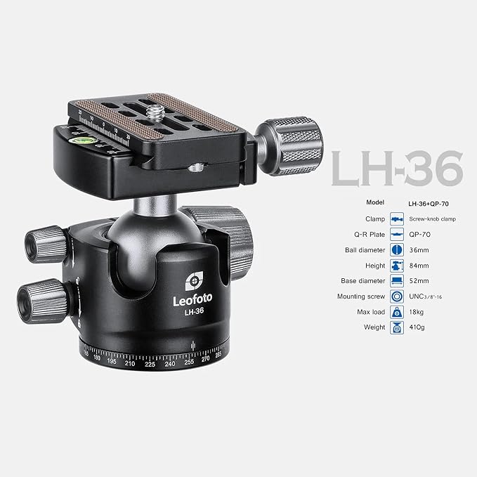 Leofoto Professional Camera Tripod, 4 Leg Sections, 360° Ball Head, Max Load - Image 2