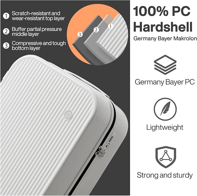 mixi 20 Inch Carry On Luggage PC Hardside Suitcases - Image 5