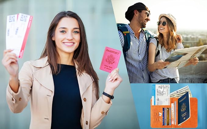 Passport Holder Cover Wallet Travel Essentials RFID Blocking Leather Card Case - Image 9