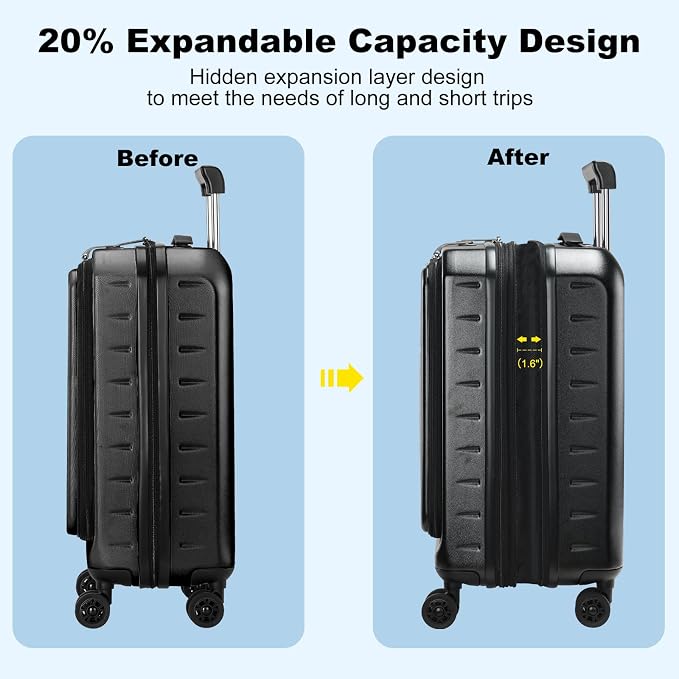 Expandable Carry On Luggage Airline Approved, 20 Inch Lightweight ABS+PC Hard - Image 2