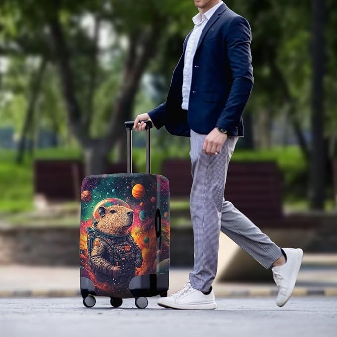 Cute Capybara Suitcase Cover Fit 26-29 Inch Anti-Scratch Washable Spandex - Image 3