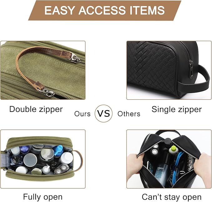 BAGSMART Toiletry Bag for Men, Canvas Travel Toiletry Organizer Dopp Kit - Image 5