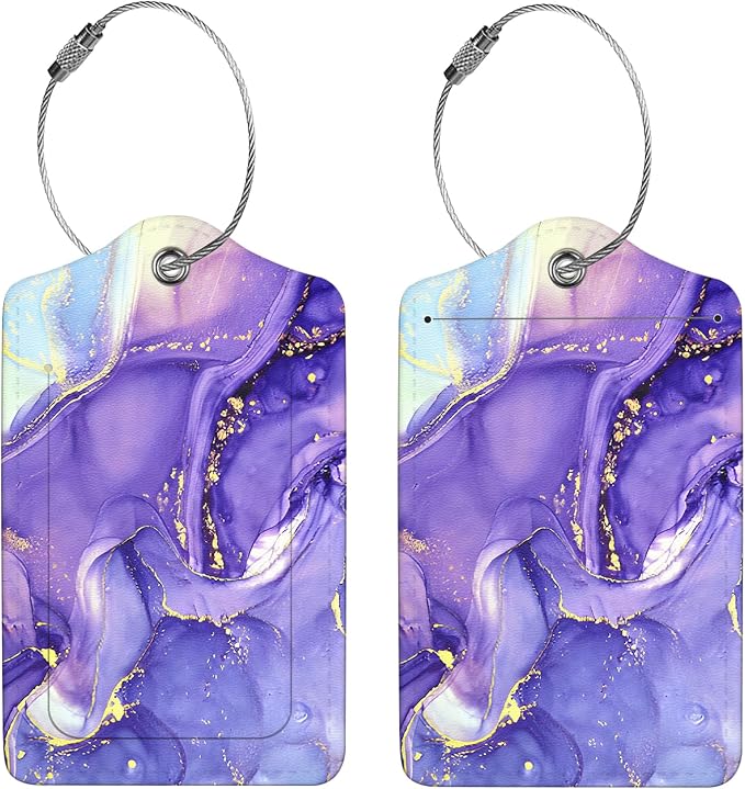 2 Pcs Luggage Tags for Suitcase, Cute Unique PU Leather Travel Bag Tag - Image 4
