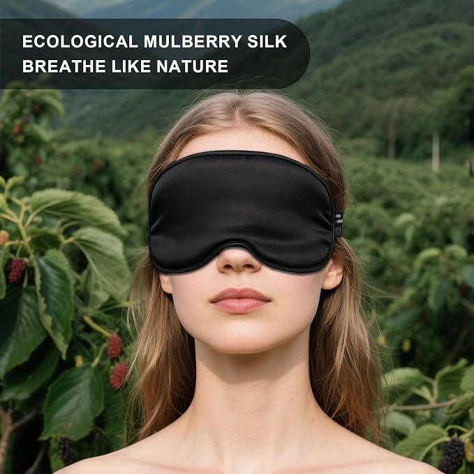 100% Mulberry Silk Sleep Mask, Ultra-Soft Light Blocking Eye Cover - Image 2