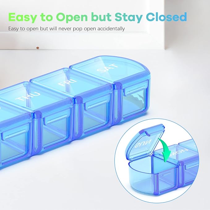 Extra Large Pill Organizer 2 Pack, XL Pill Box 7 Day, Weekly Pill Case - Image 3