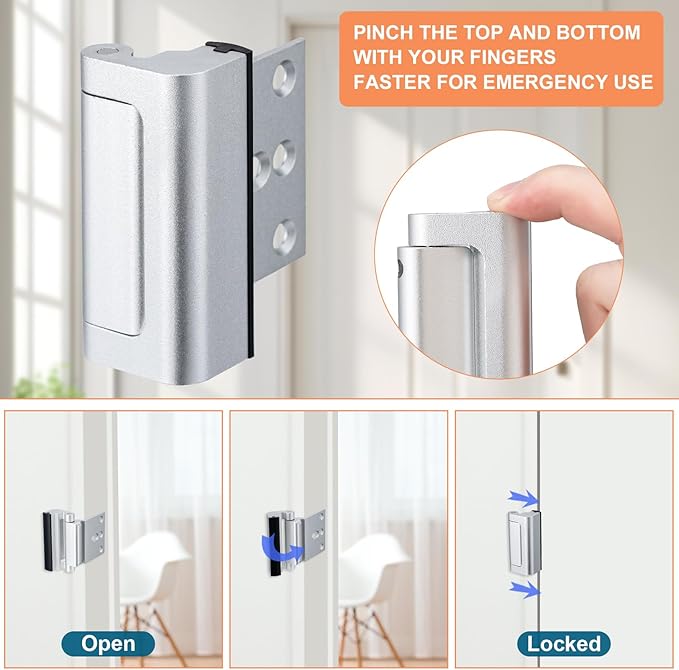 2 Pack Home Security Door Lock, Childproof Door Reinforcement Lock, - Image 4