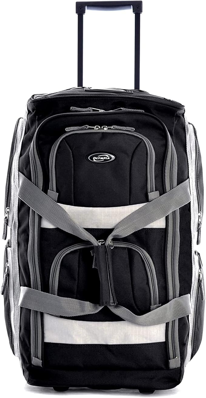 Olympia U.S.A. 29 inch Jumbo Size 8 Pockets Wheeled Rolling Duffel Bag Water - Image 2