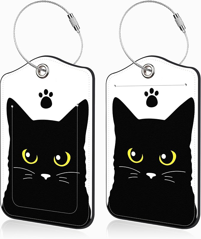 Set of 2 Luggage Tags Cute Black Cat Luggage Tags by Unknown