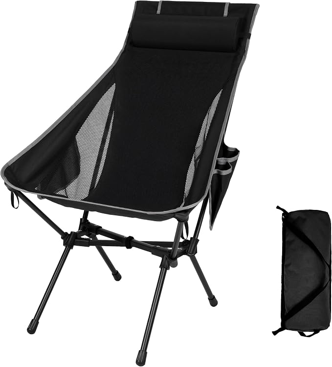 Portable High Back Camping Chair, Support Heavy Duty 440 lbs, Lightweight by Hikero