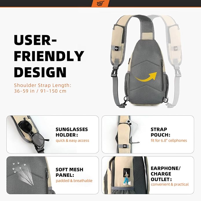 SKYSPER Sling Bag RFID Crossbody Sling Backpack Cross Body Shoulder Bag Travel - Image 5