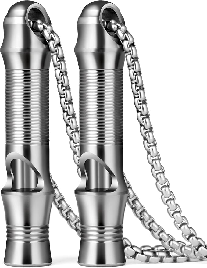 TISUR Titanium Emergency Whistle, EDC Safety Whistles Necklace Loud up to 120db by TISUR