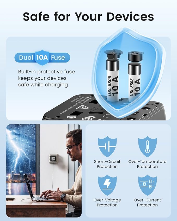 LENCENT Universal Travel Plug Adapter, International Power Adaptor - Image 6