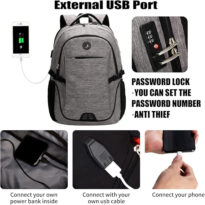 SHRRADOO Anti Theft Laptop Backpack Travel Backpacks - Image 3