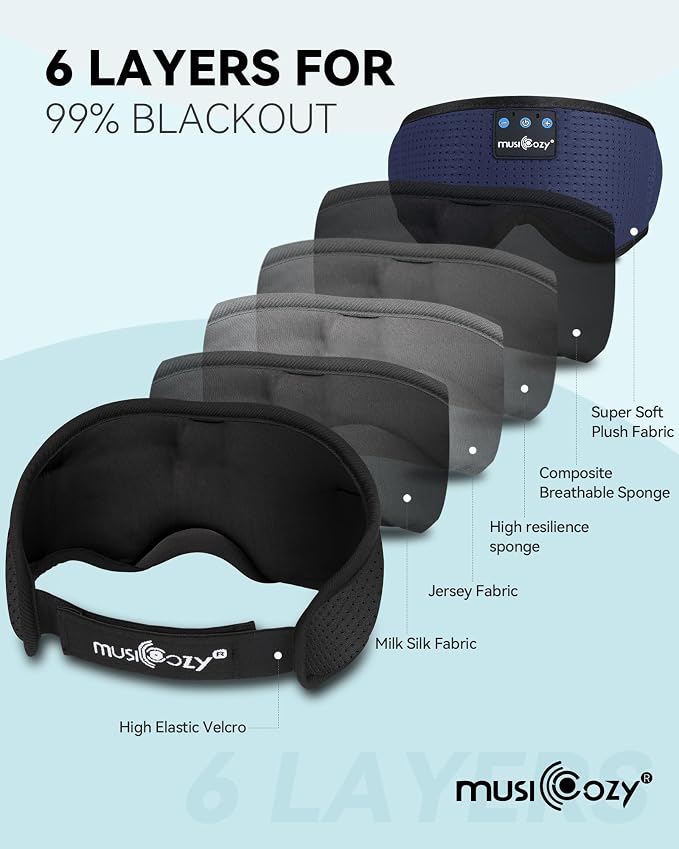 MUSICOZY Sleep Headphones Bluetooth Sleep Eye Mask - Image 6