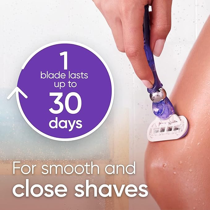 Gillette Venus Deluxe Smooth Swirl Women's Razor Handle + 4 Blade Refills - Image 3