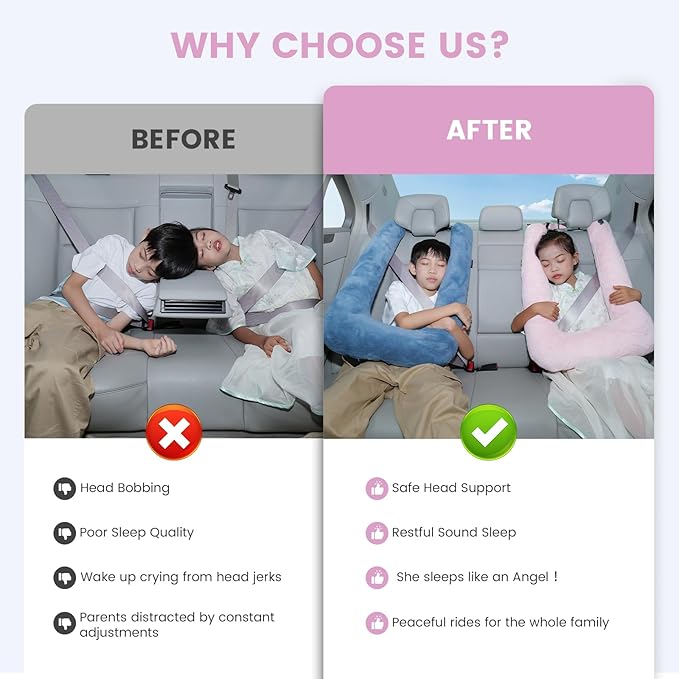 Car Pillow for Kids, Professional Inflatable Kids Car Pillow for Sleeping - Image 2