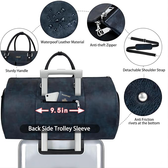 Garment Bag for Travel, Convertible Carry on Garment Duffel Bag for Men 3Pcs - Image 7