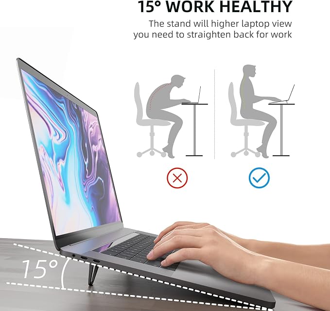 Laptop Stand for Desk, Portable Anti-Slip Keyboard Riser, Zinc Alloy Keyboard - Image 7