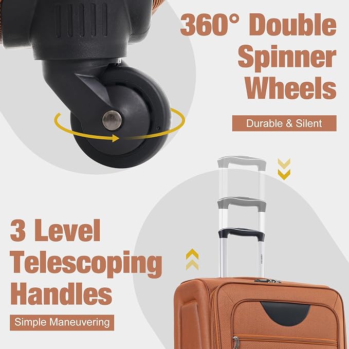 Merax Softside Luggage Set Softshell Lightweight 3 Piece Spinner Suitcase 22" - Image 5