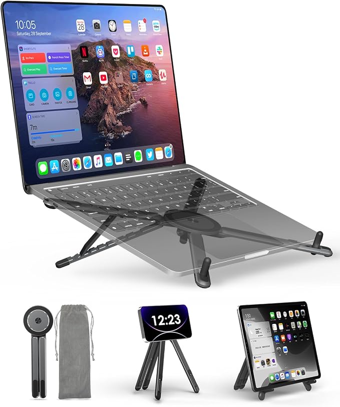 Viozon Portable Laptop Stand for Desk & Travel, Magnetic Phone Holder Tripod by viozon