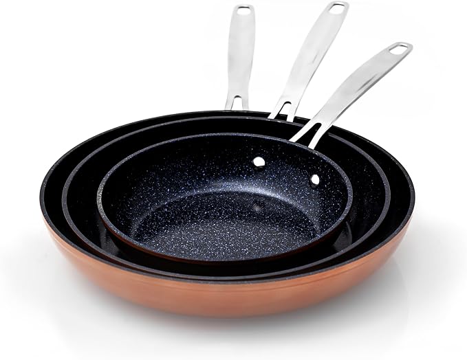 Nuwave 3-Piece Fry Pan Set, 12” Forged Lightweight, G10 Healthy Duralon Blue - Image 6