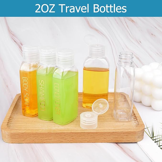 Cosywell Travel Bottles for Toiletries Plastic Squeeze Bottles 5pcs 2 oz TSA - Image 3
