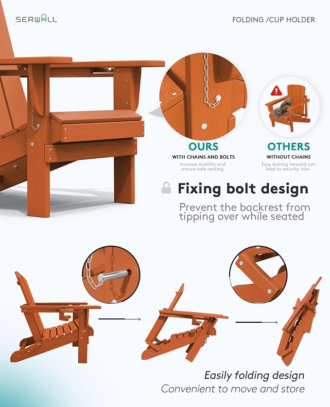 SERWALL Adirondack Chair with Cup Holders - Image 6