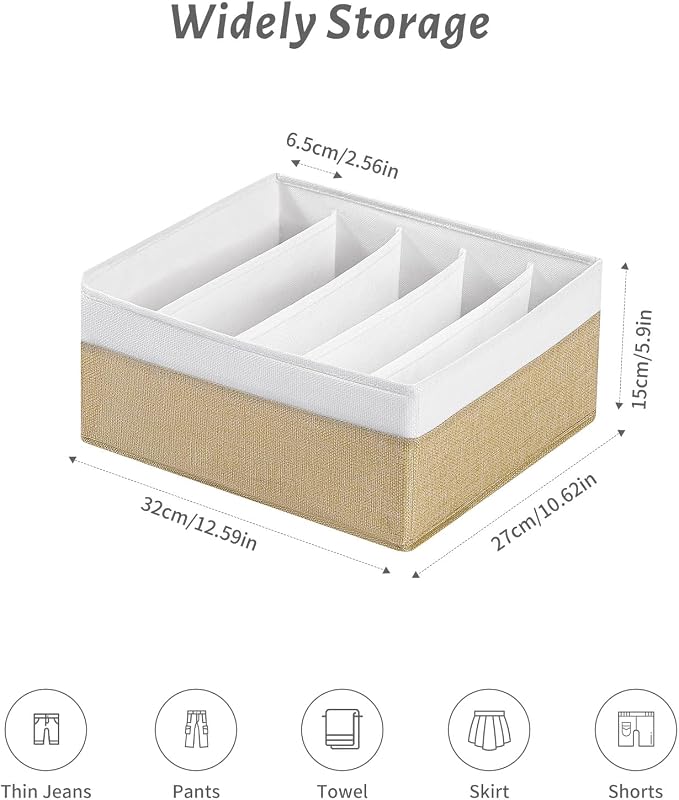 Jeans Drawer Organizers for Clothing, 5 Grids Compartment Wardrobe clothes - Image 4