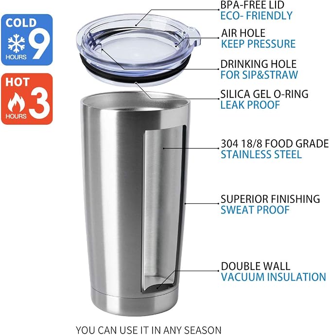 HASLE OUTFITTERS 20oz Tumblers Bulk Stainless Steel Cups - Image 4