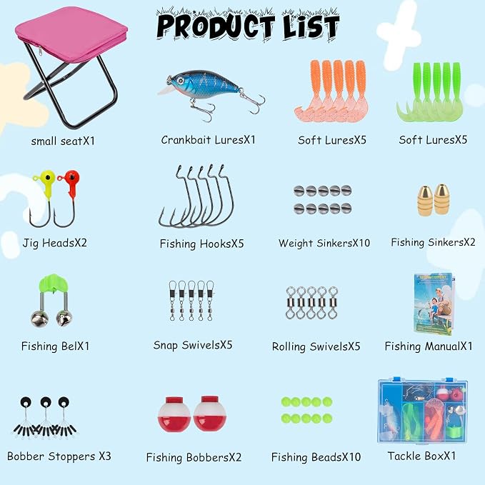 Kids Fishing Pole Set, Telescopic Fishing Rod Reel Combo Kids Starter Kit - Image 3