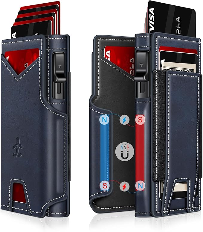 Wallet for Men Wallet with Slim Pop Up Card Holder 9-13 Cards, Bifold by SEMORID