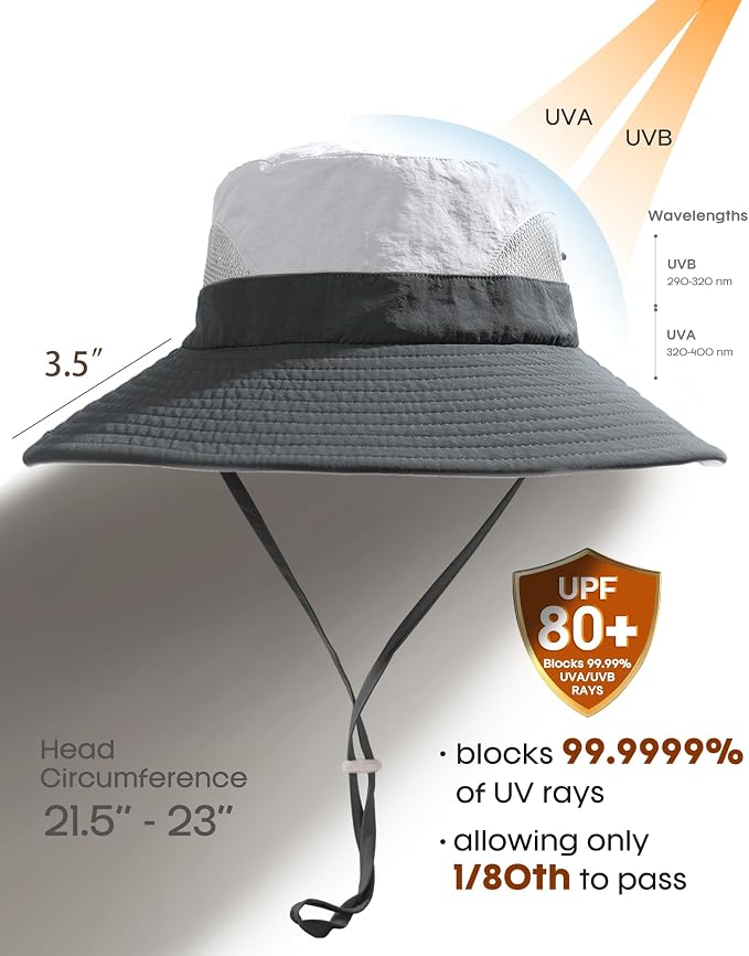 FURTALK Womens Sun Hat with Ponytail Hole Beach Hiking Summer Wide Brim UPF 80+ - Image 2