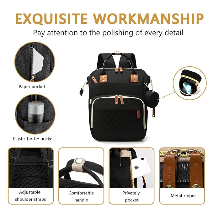 Diaper Bag Backpack with Changing Station Portable 3 in 1 Multifunction - Image 3