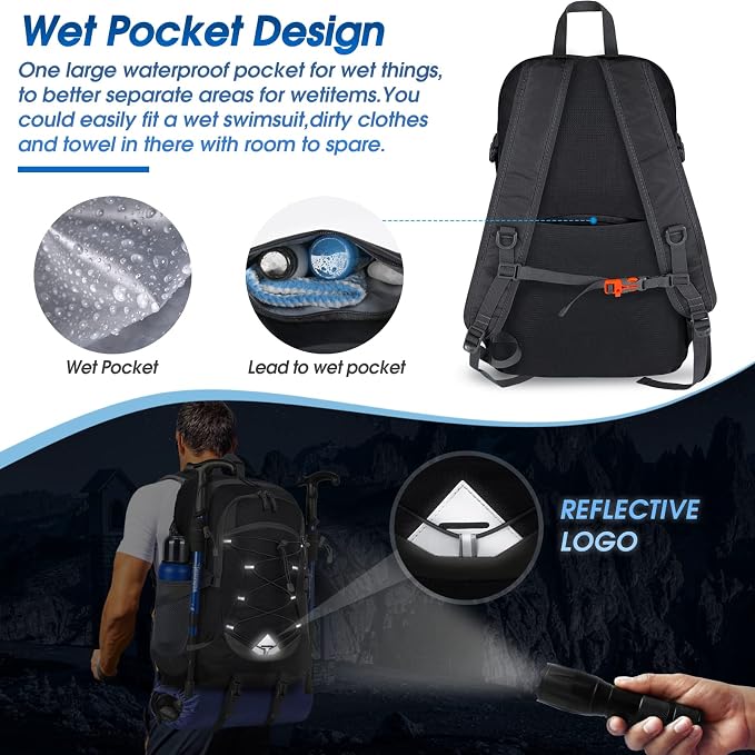 IGOLUMON Hiking Backpack 40L Packable Lightweight Camping Backpack Men Women - Image 4