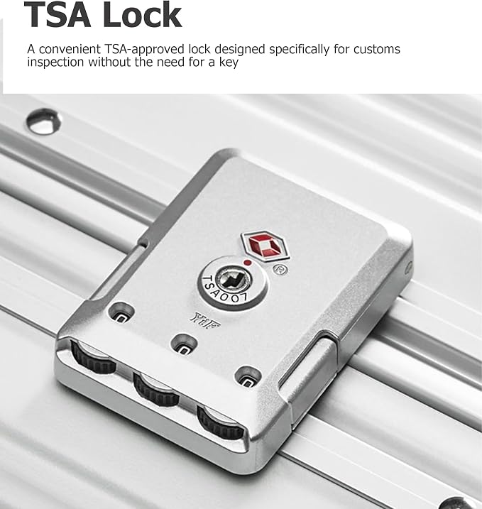feilario 20in Aluminium Frame PC Hard Shell Spinner Wheels Luggage, Built-In - Image 7